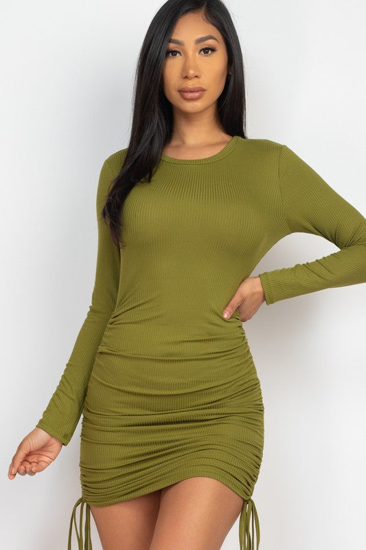 Janelle's Ribbed Drawstring Bodycon dress - Lilah Style