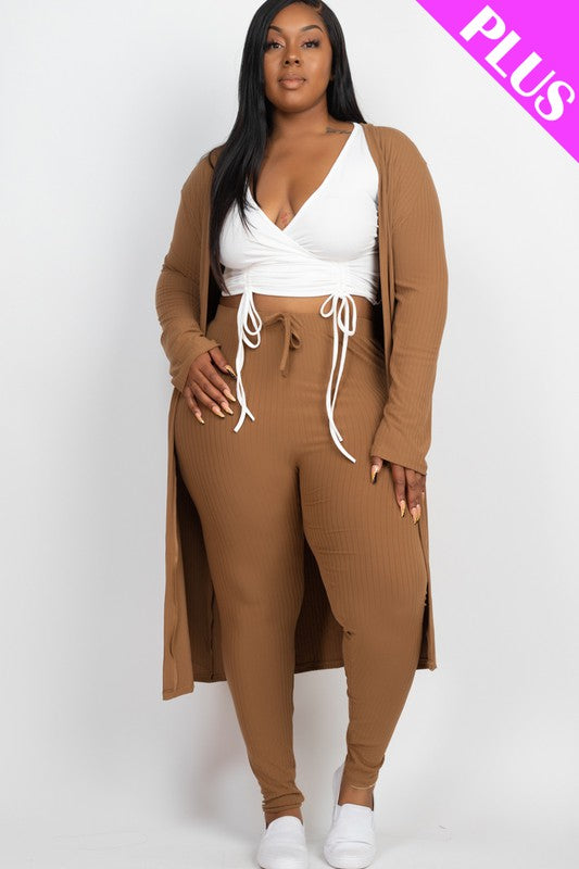 Rae's Ribbed Cardigan Set ****PLUS SIZE AVAILABLE**** - Lilah Style