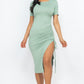 Dina's Ruched Short Sleeve Midi Dress - Lilah Style